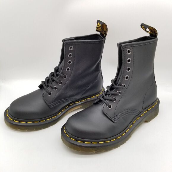 Dr. Martens 460 Women Bex Smooth Leather Lace Up Boots Sz 5 Black Combat Grunge - Picture 1 of 8